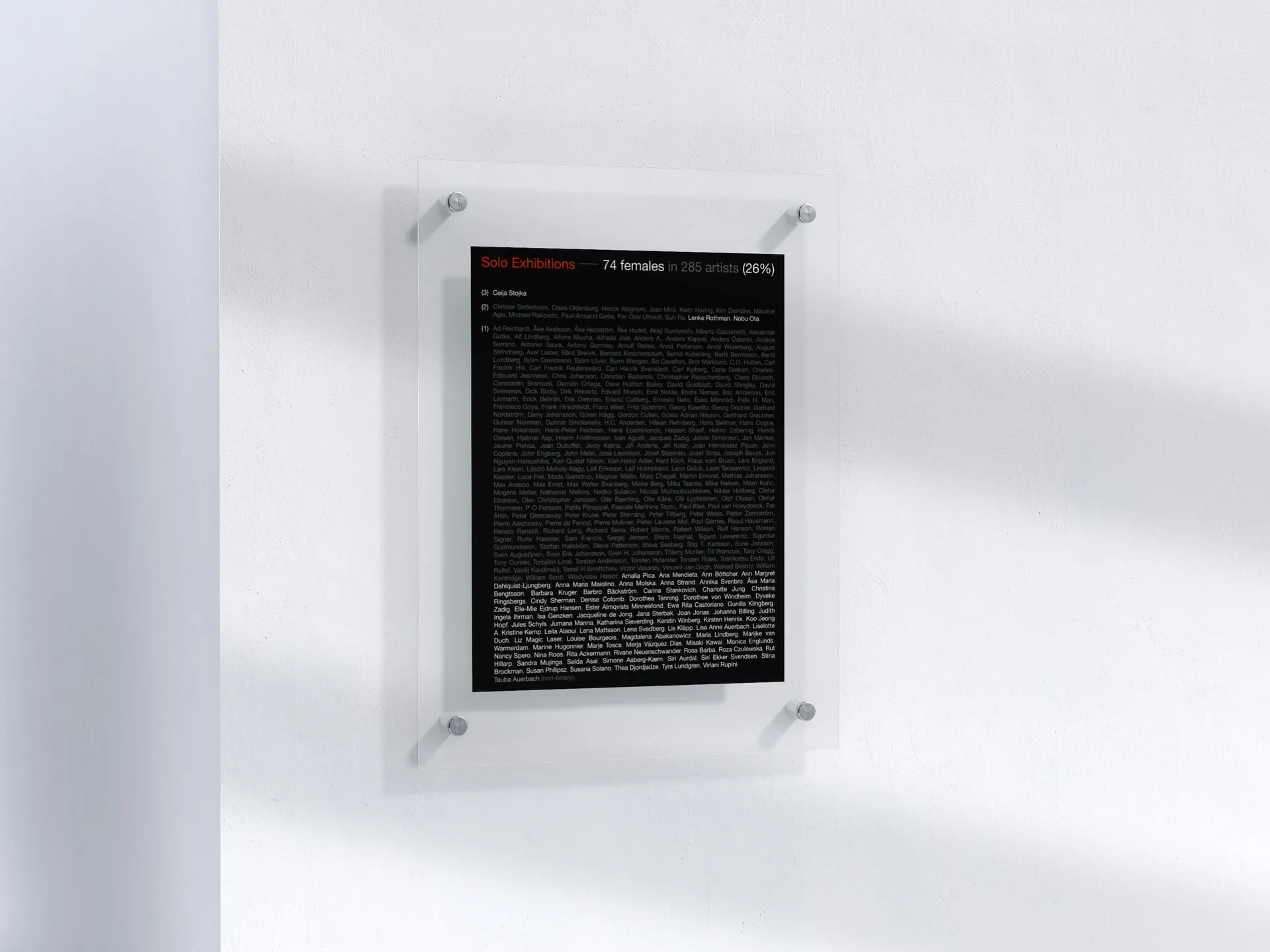 Installed print of Work 1 — Solo Exhibitions.