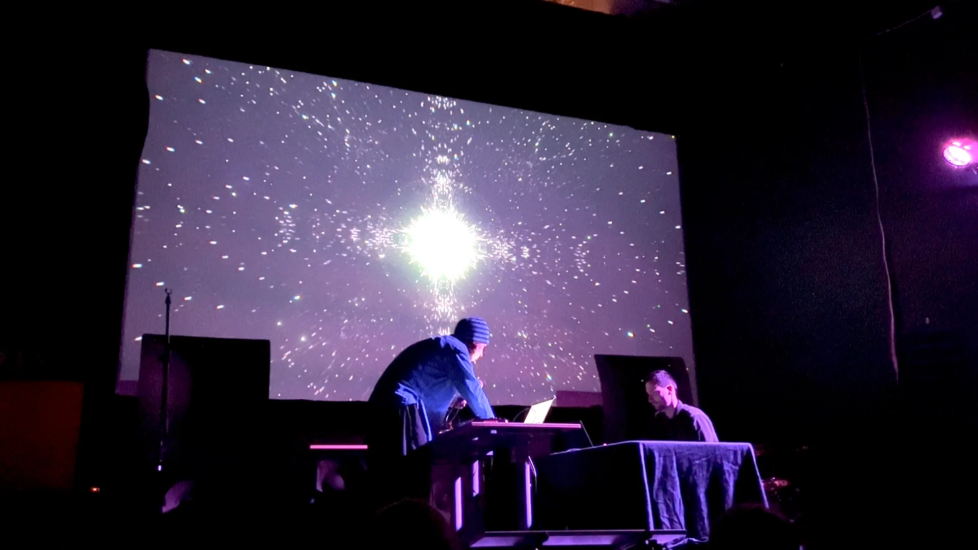 Stars moving in sync to the beat.